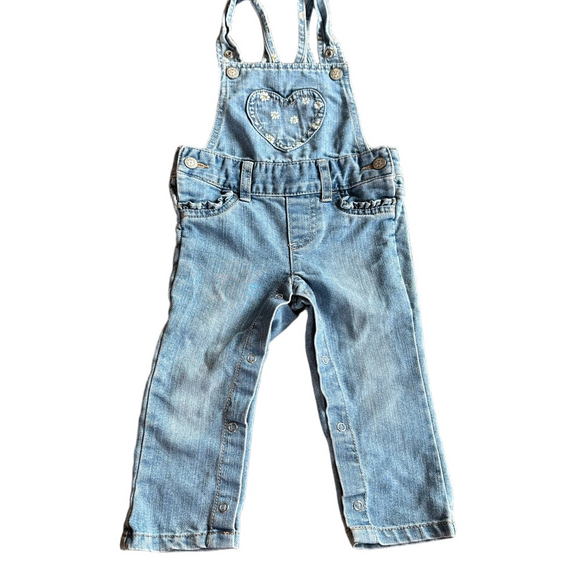 1989 Place Other - 4/30$ Baby Toddler Light Blue Heart Denim Overalls Size 18-24 months